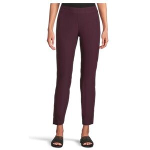NWT Eileen Fisher Washable Stretch Crepe Mid-Rise Knit Pull On Slim Ankle Pant S